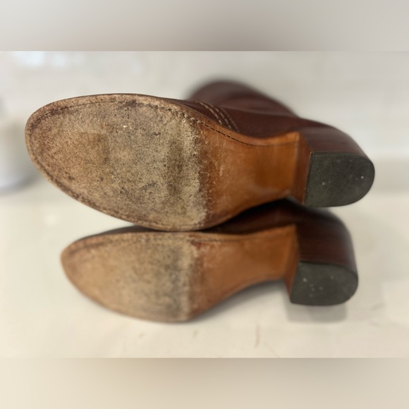 Frye Jane stitch leather heeled knee boots 9.5 classic luxury riding western - Picture 7 of 9